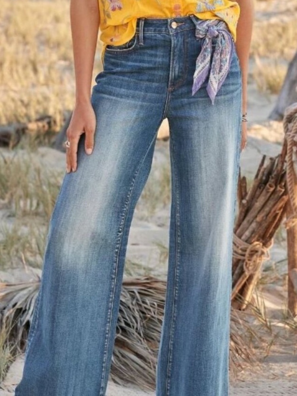 Driftwood Martha Raw Hem Wide Leg Jeans | 26